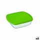 Vierkante Lunchtrommel met Deksel Pyrex Cook & Store Groen 25 x 22 x 7 cm 2,2 L Siliconen Glas (5 Stuks)