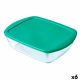 Rechthoekige lunchbox met deksel Pyrex Cook & store Turkoois Siliconen Glas (23 x 16 x 6 cm) (6 Stuks)