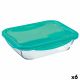 Hermetische Lunchtrommel Pyrex Cook & Go Turkoois Glas (800 ml) (6 Stuks)