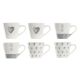 Set van koffiekopjes DKD Home Decor Grijs Porselein Plastic 90 ml