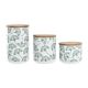 Set van 3 Potjes DKD Home Decor Natuurlijk Wit Groen Bamboe Keramiek Tropisch 10 x 10 x 17 cm