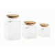 Set van 3 Potjes DKD Home Decor Kristal Natuurlijk Transparant Bamboe 12 x 12 x 20 cm