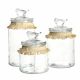 Set van 3 Potjes DKD Home Decor 11 x 11 x 22 cm Kristal Natuurlijk Transparant