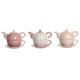 Theepot Spel DKD Home Decor Roze Wit 750 ml Dolomite (3 Stuks)