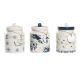 Tin DKD Home Decor 12 x 12 x 16 cm Blauw Wit Dolomite (3 Stuks)