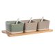 Set voor voorgerechtjes DKD Home Decor 29 x 11,5 x 1,5 cm Porselein Multicolour Bamboe Scandinavisch