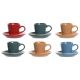 Set van Kopje met Schotel DKD Home Decor Rood Blauw Groen Geel Keramiek 90 ml