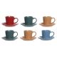 Set van Kopje met Schotel DKD Home Decor Rood Blauw Groen Geel Keramiek 180 ml