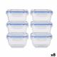 Set Lunchboxen Hermetisch Blauw Transparant Plastic 900 ml 14,5 x 8,5 x 14,5 cm (8 Stuks)