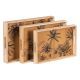 Snackdienblad 45 x 31 x 5 cm Natuurlijk Hout Rotan 3 Onderdelen Palmboom